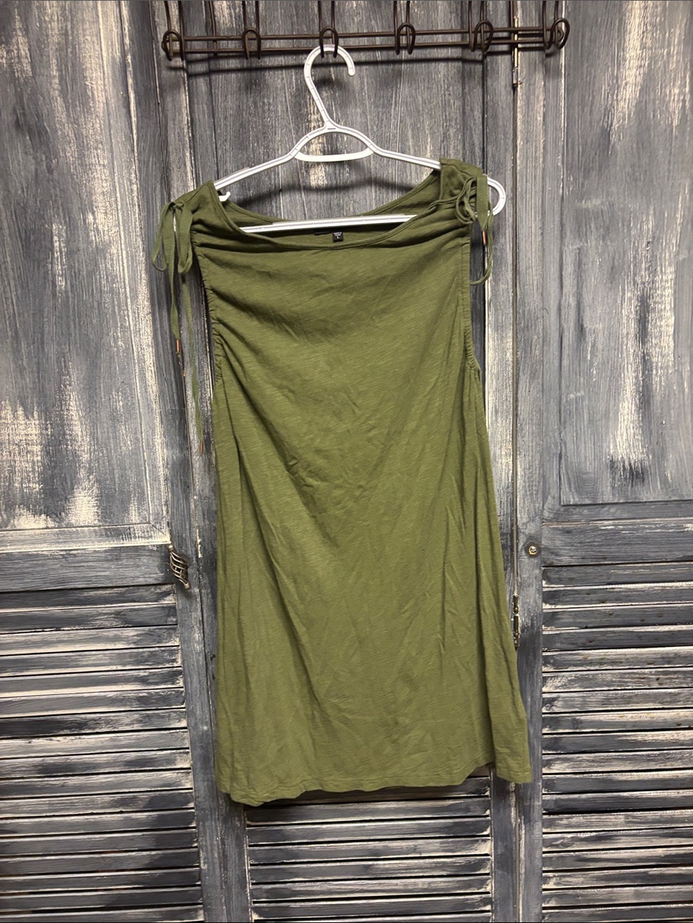 Sanctuary Olive Midi Tie-Shoulder Skirt